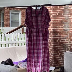 Only Necessities Pink Plaid Maxi Dress
